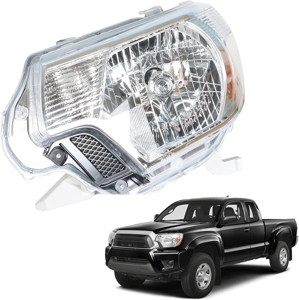 Chrome Housing Headlight Assembly with Amber Reflector for 2012-2015 Toyota Tacoma O7858
