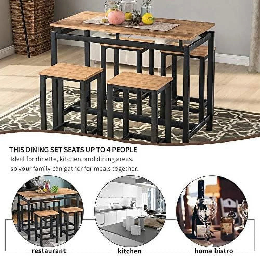 5-Piece Counter Height Dining Table Set with 4 Stools K541