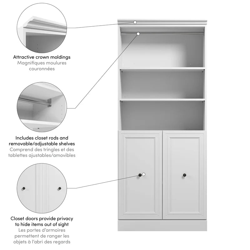 Queen Murphy Bed and Organizer in White E15139