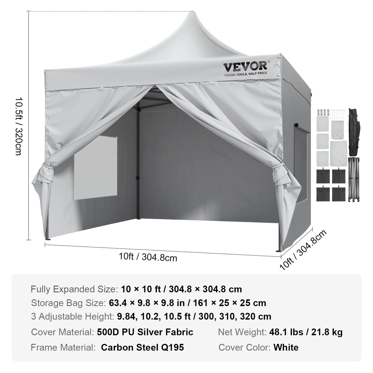 10x10 FT Pop up Canopy Tent with Removable Sidewalls X615883