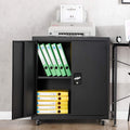 Metal Storage Cabinet with Locking Doors and 1 Adjustable Shelves, Black K95882