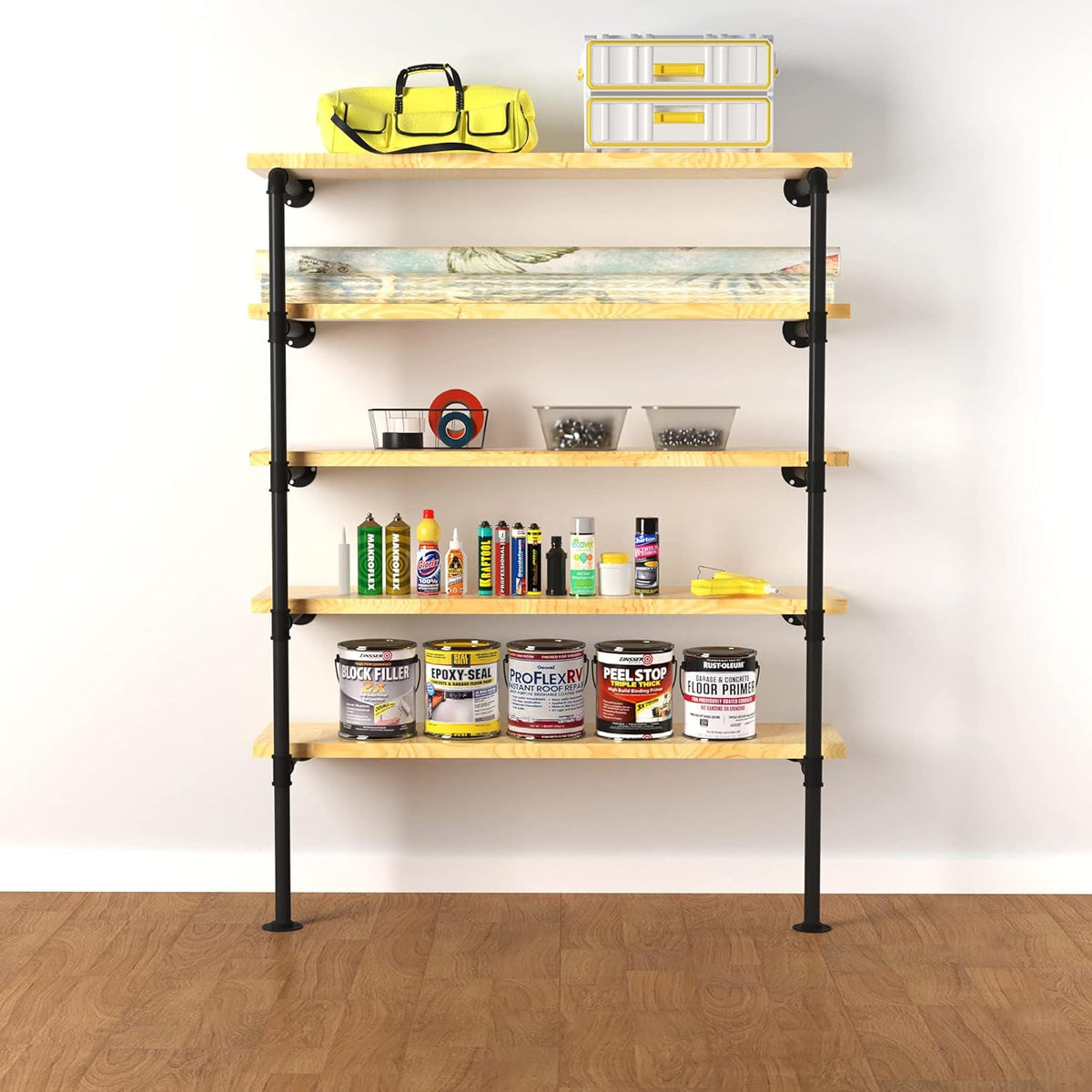 Vintage Industrial Wall Mount Bookshelf Shelving Unit E3078