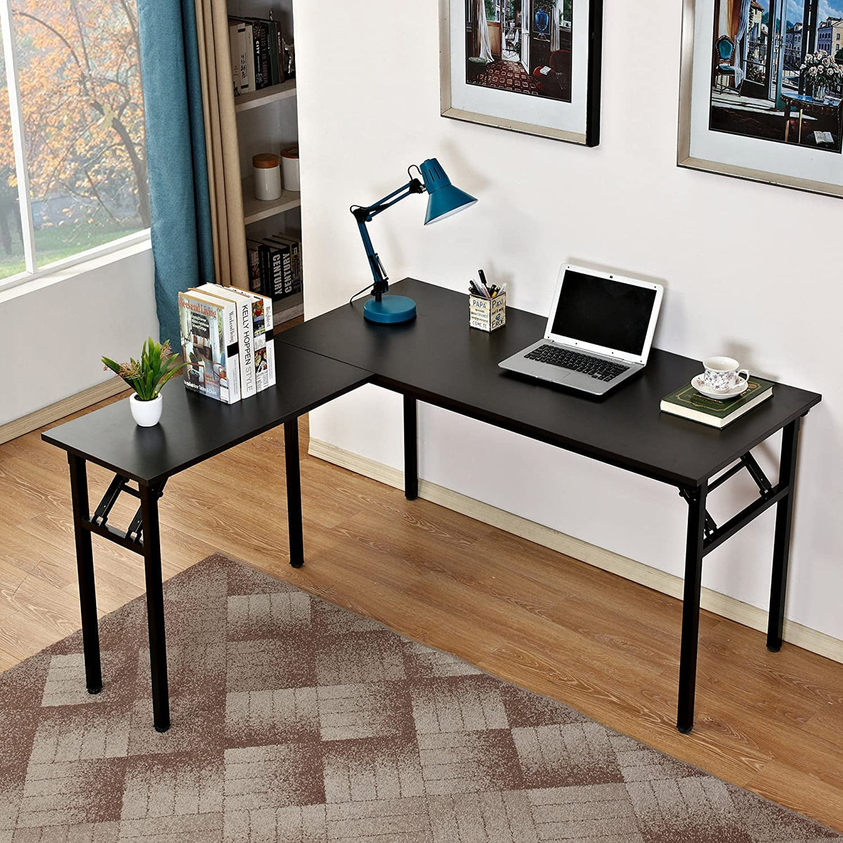 Black L-Shaped Corner Computer Desk Q311