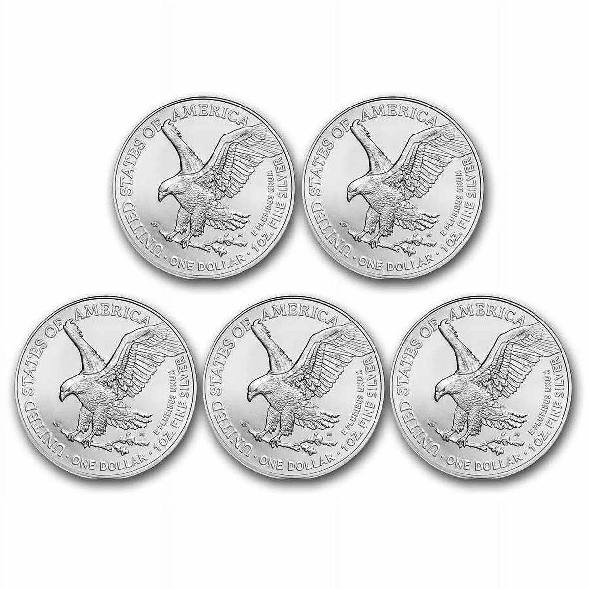 1 oz American Silver Eagle Coin BU Lot of 5 W358132