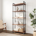 5-Tier Solid Pine Open Wood Bookcase, Brown N73622