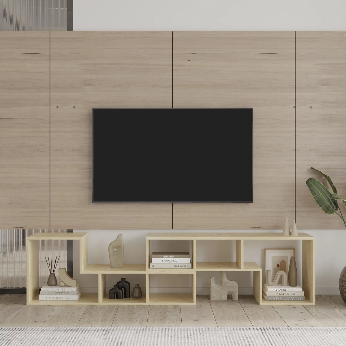 Oak L-Shaped TV Stand P2699