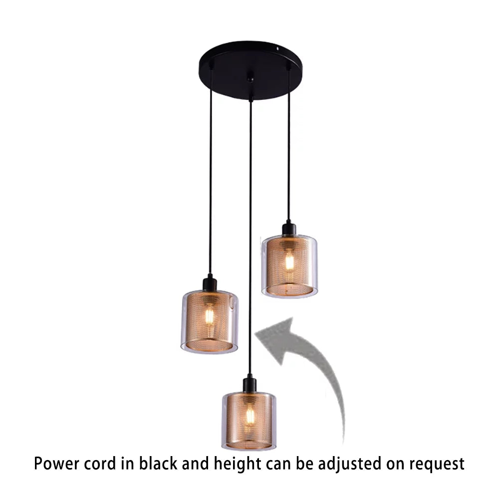 3-head Height Adjustable Gold Glass Chandelier S8984