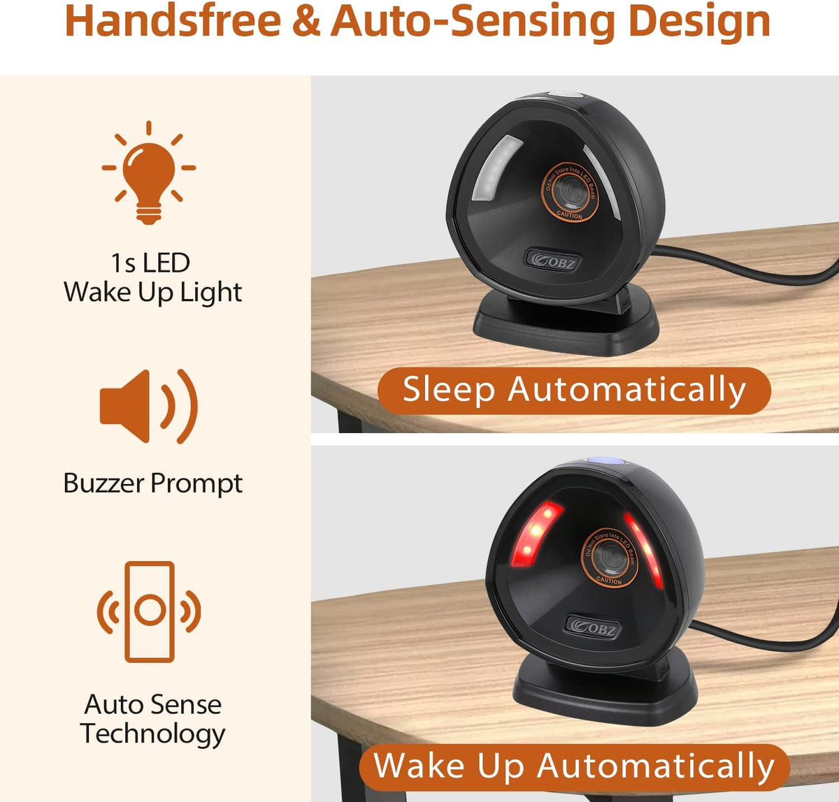 2D Desktop Barcode Scanner Handsfree Omnidirectional QR Code Reader Pack of 2 N5946