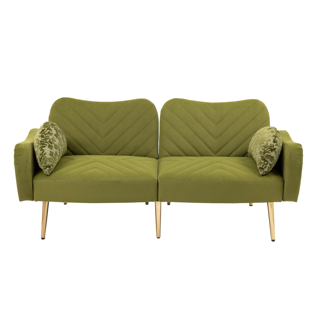 Velvet Love Seats Sofa with 2 Bolster Pillows E20747