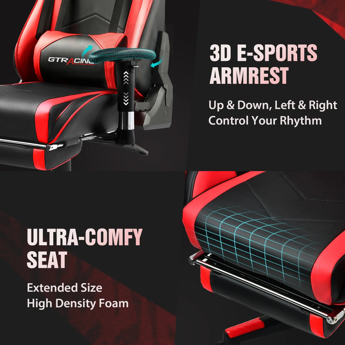 Red PU Leather Gaming Chair with Footrest N1063