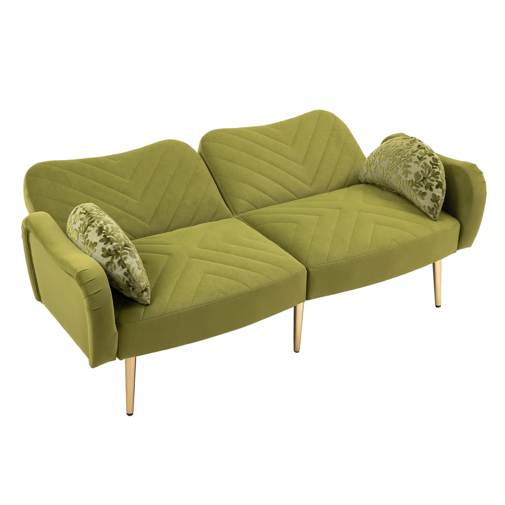 Velvet Love Seats Sofa with 2 Bolster Pillows E20747
