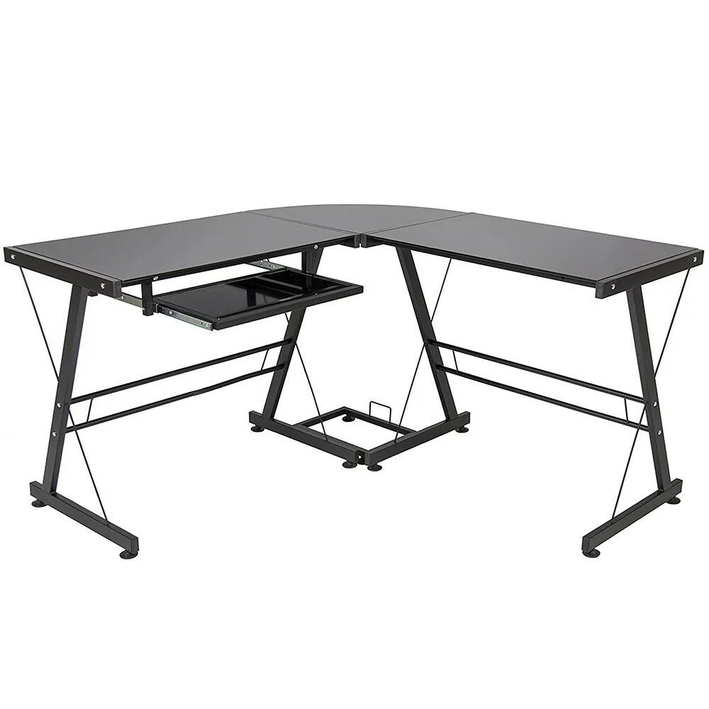 Black L-Shaped Computer Desk L586