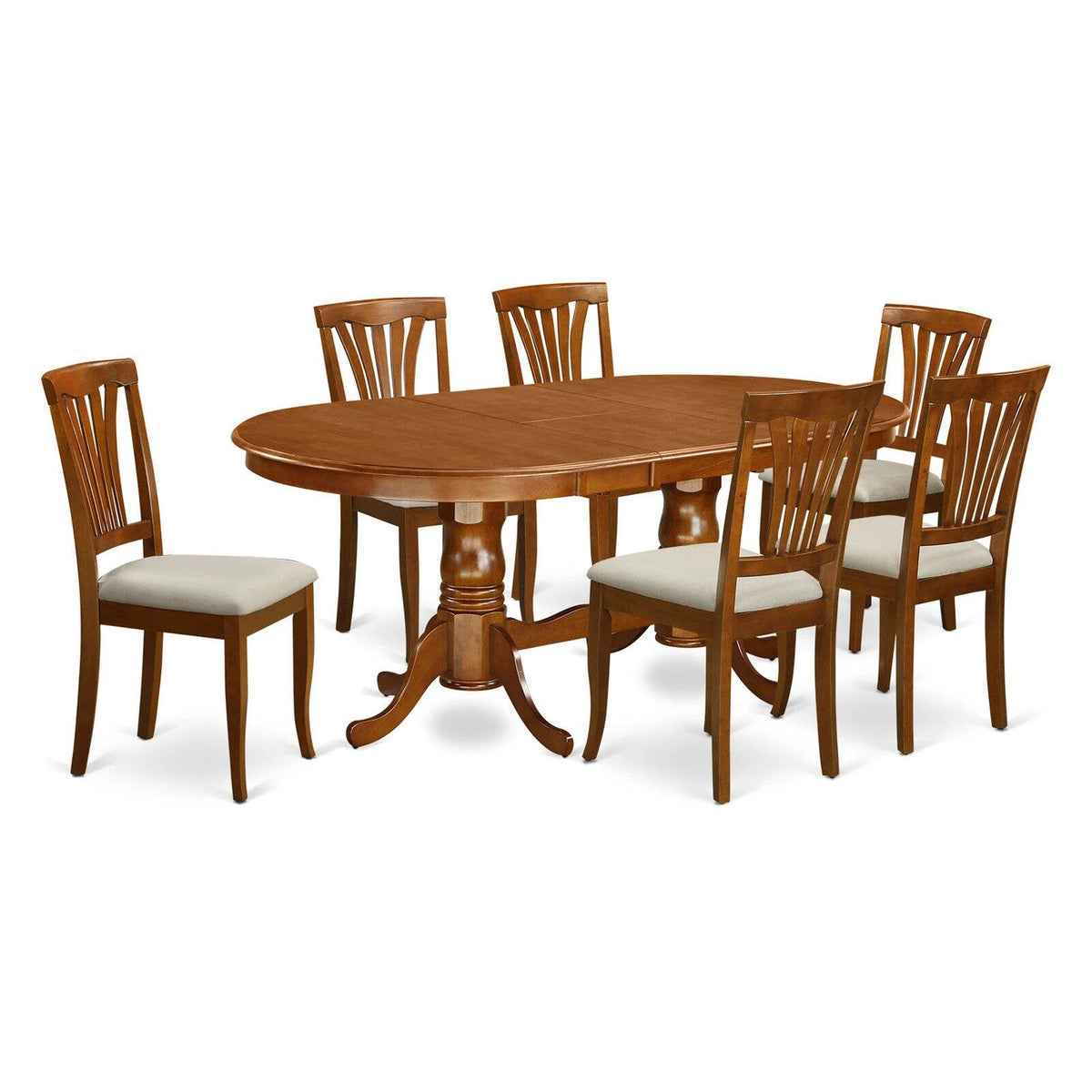 7-piece Dining Set with Leather Chairs in Cherry A85416