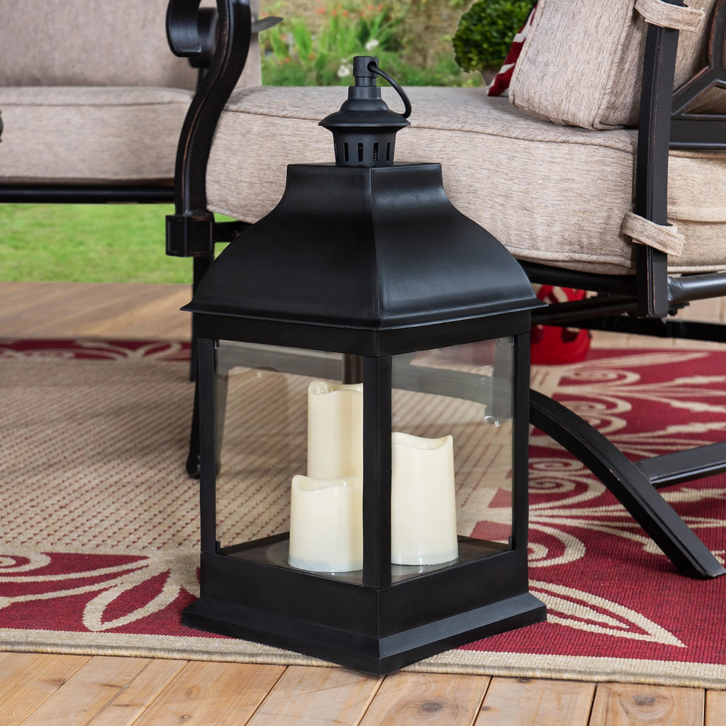 20" Waterproof Hanging LED Candle Lantern with 3 Flameless Candles I263414