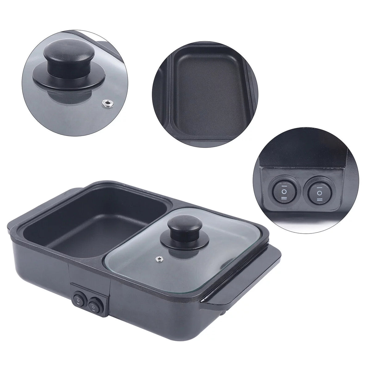 2 In 1 Portable Electric Hot Pot BBQ Grill Non-Stick H75108