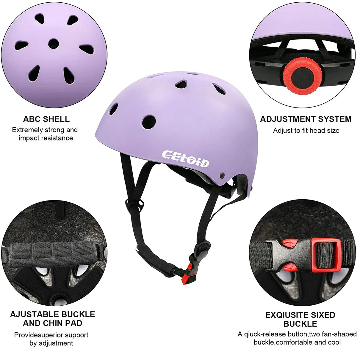 Kids Bike Helmet Adjustable Multi Sport Violet V525614