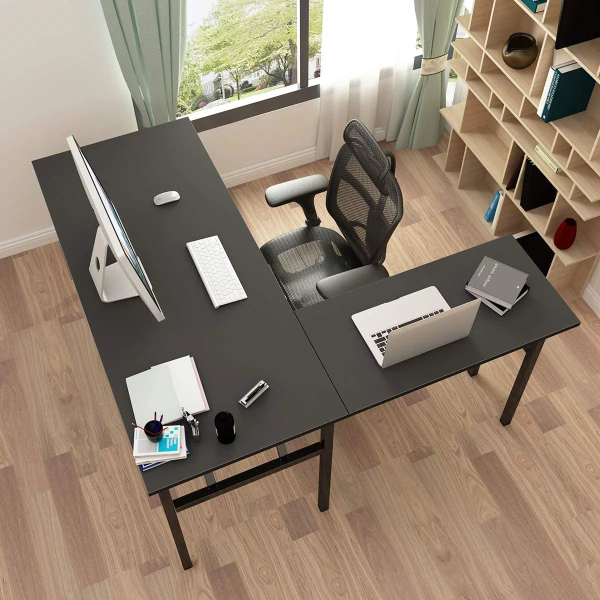 Black L-Shaped Corner Computer Desk Q311