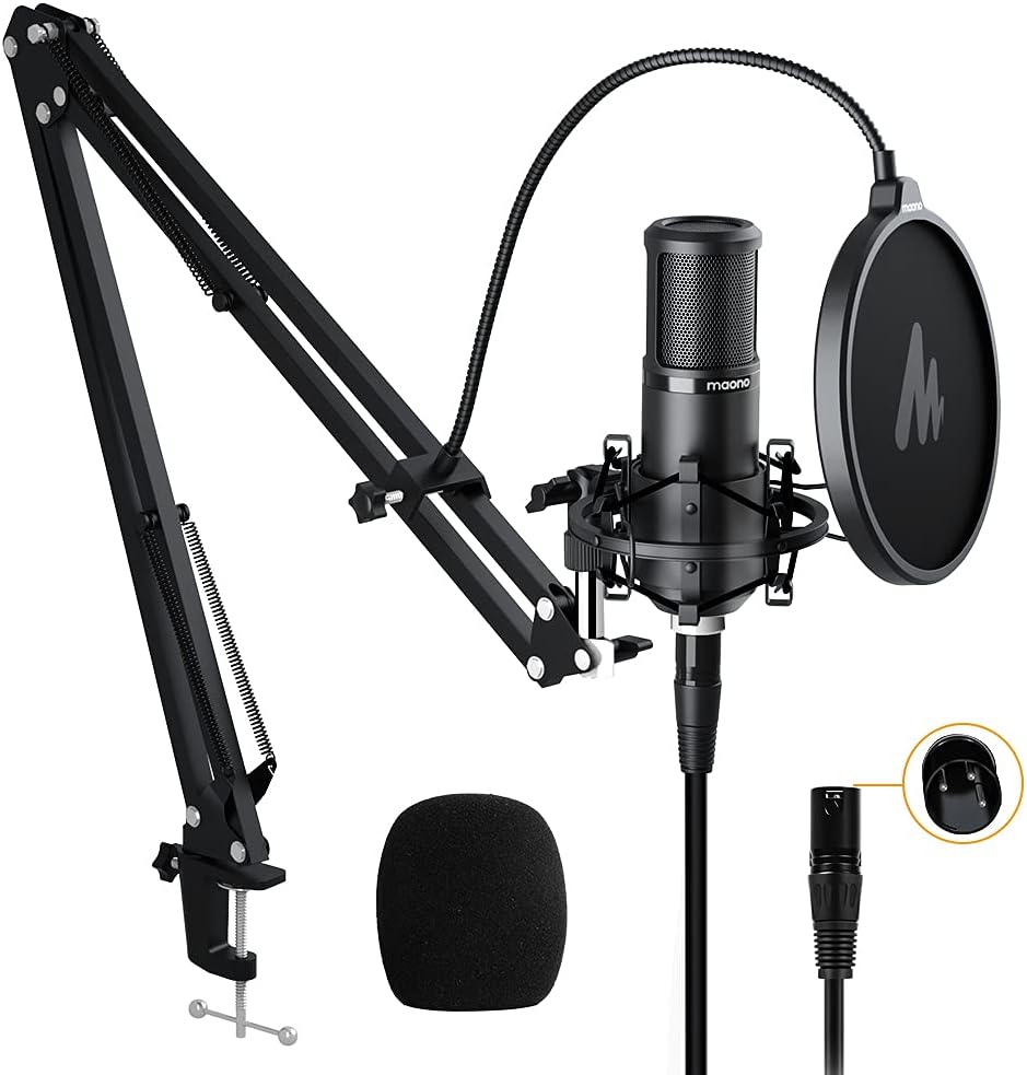 XLR Condenser Microphone Kit, Cardioid Studio Condenser Recording Mic, Pack of 2 W830442