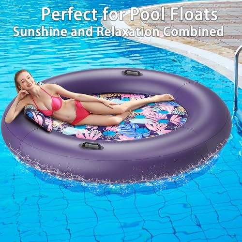 73" x 73" Inflatable Pool Float with Removable Pillow & Handles Y897870