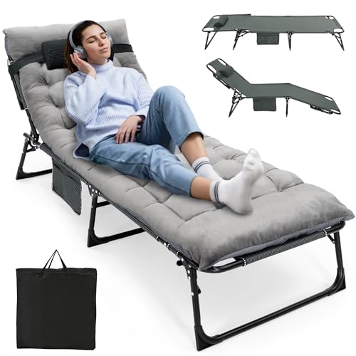 Adjustable 4-Position Folding Camping Cot with Mattress M48982