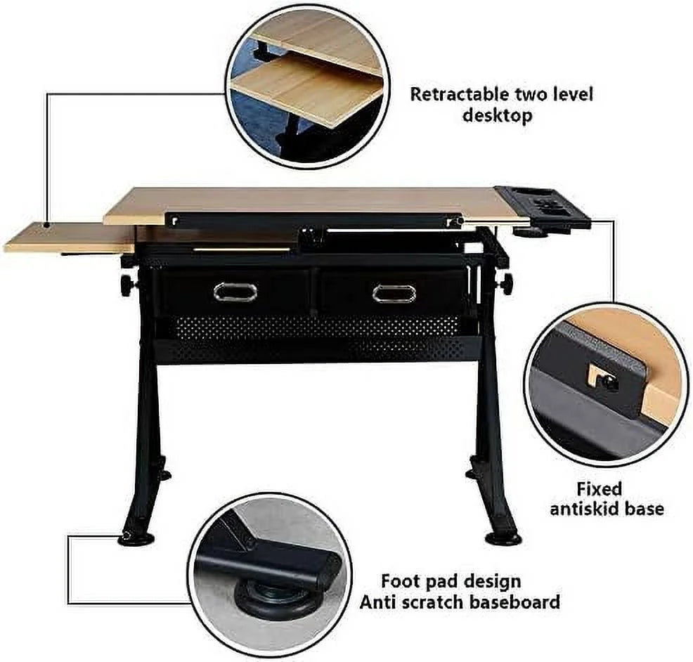 Height Adjustable Drafting Table with Stool M6364