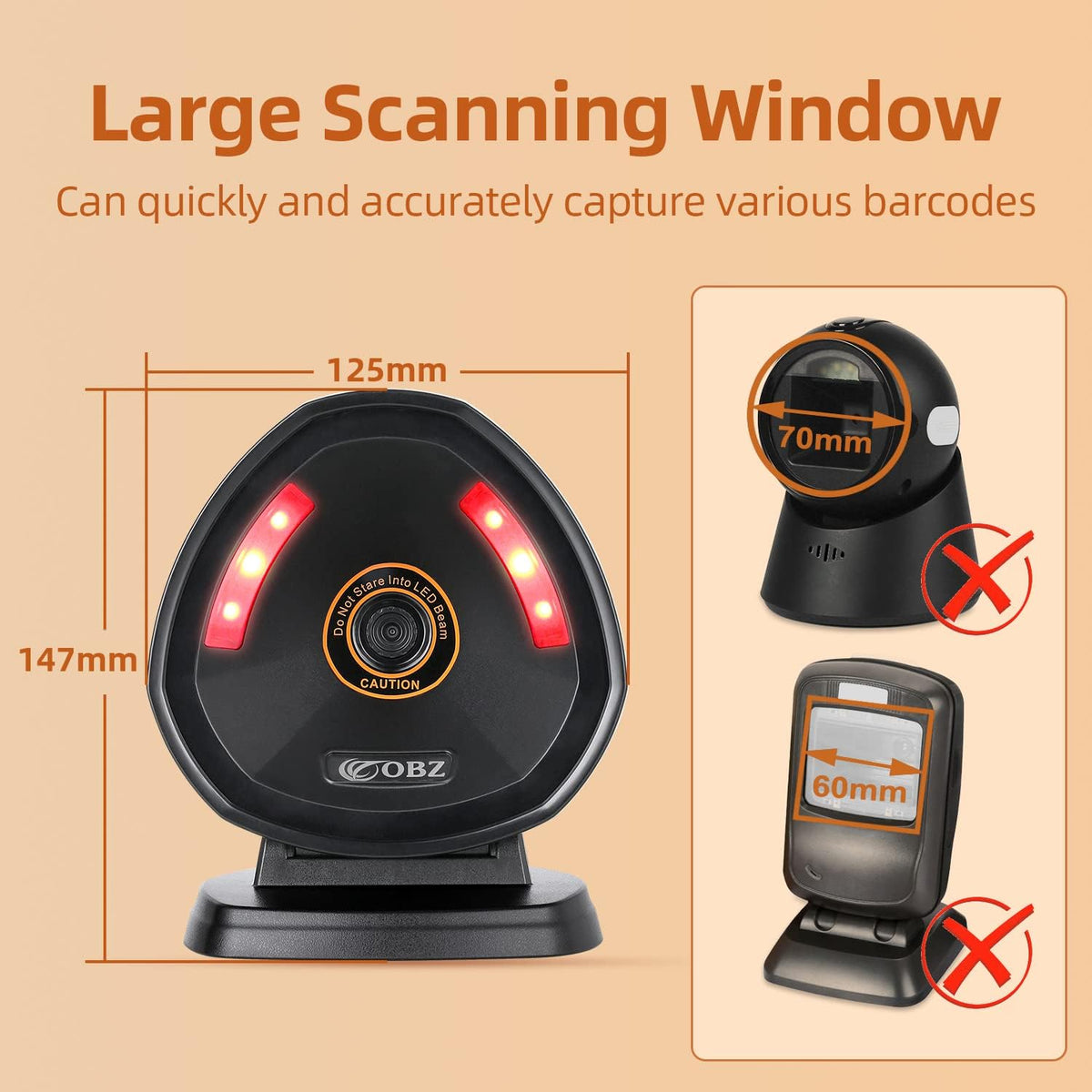 2D Desktop Barcode Scanner Handsfree Omnidirectional QR Code Reader Pack of 2 N5946