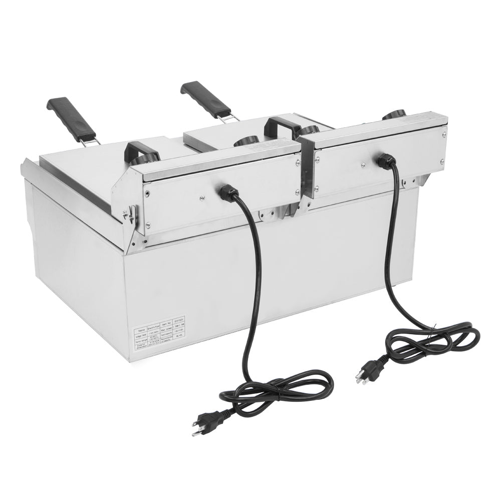 16.9QT Stainless Steel Double Tank Deep Fryer B529