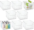 Clear Plastic Open Front Storage Organizer Basket Bin, 8 Pack B25506