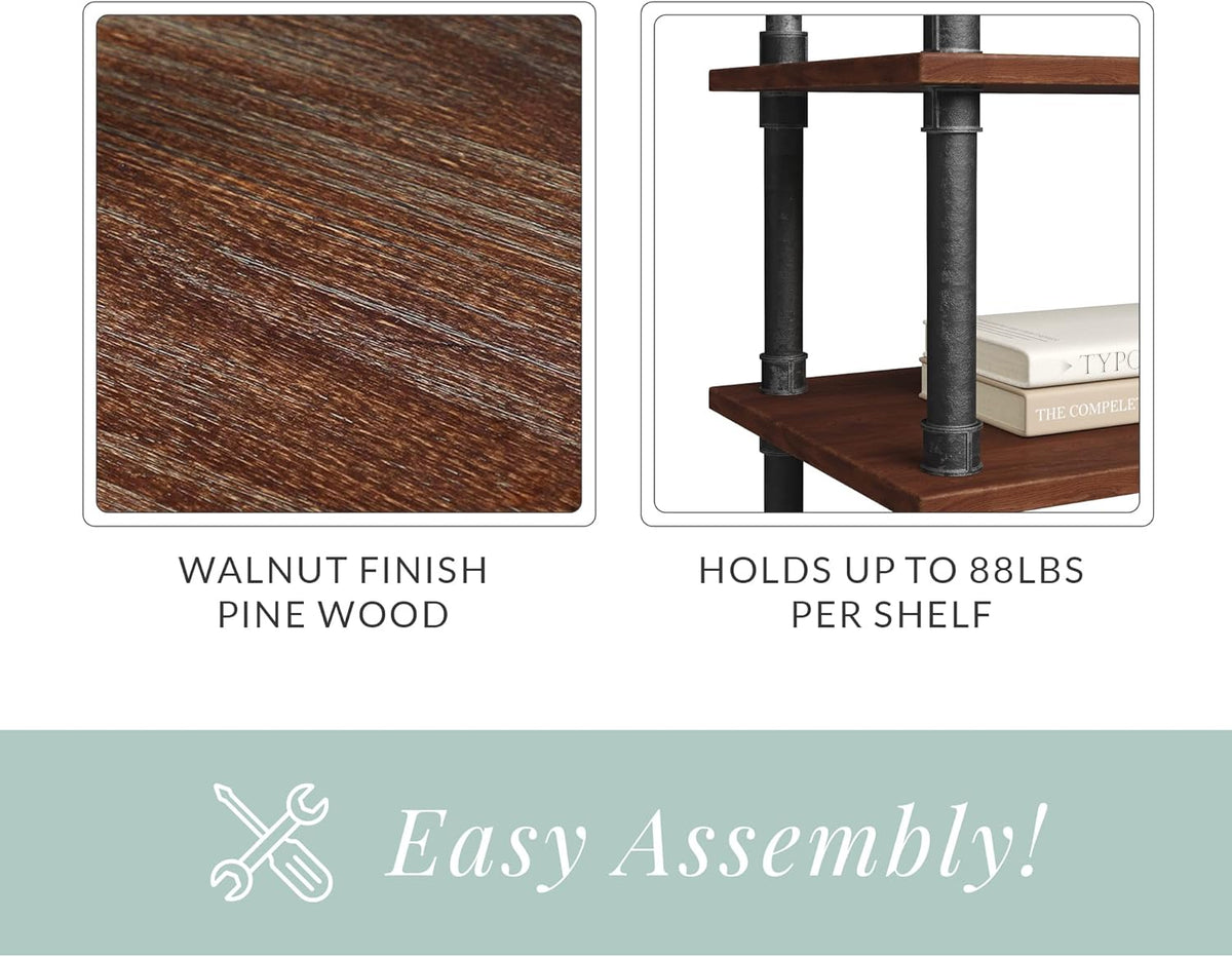 5-Tier Solid Pine Open Wood Bookcase, Brown N73622