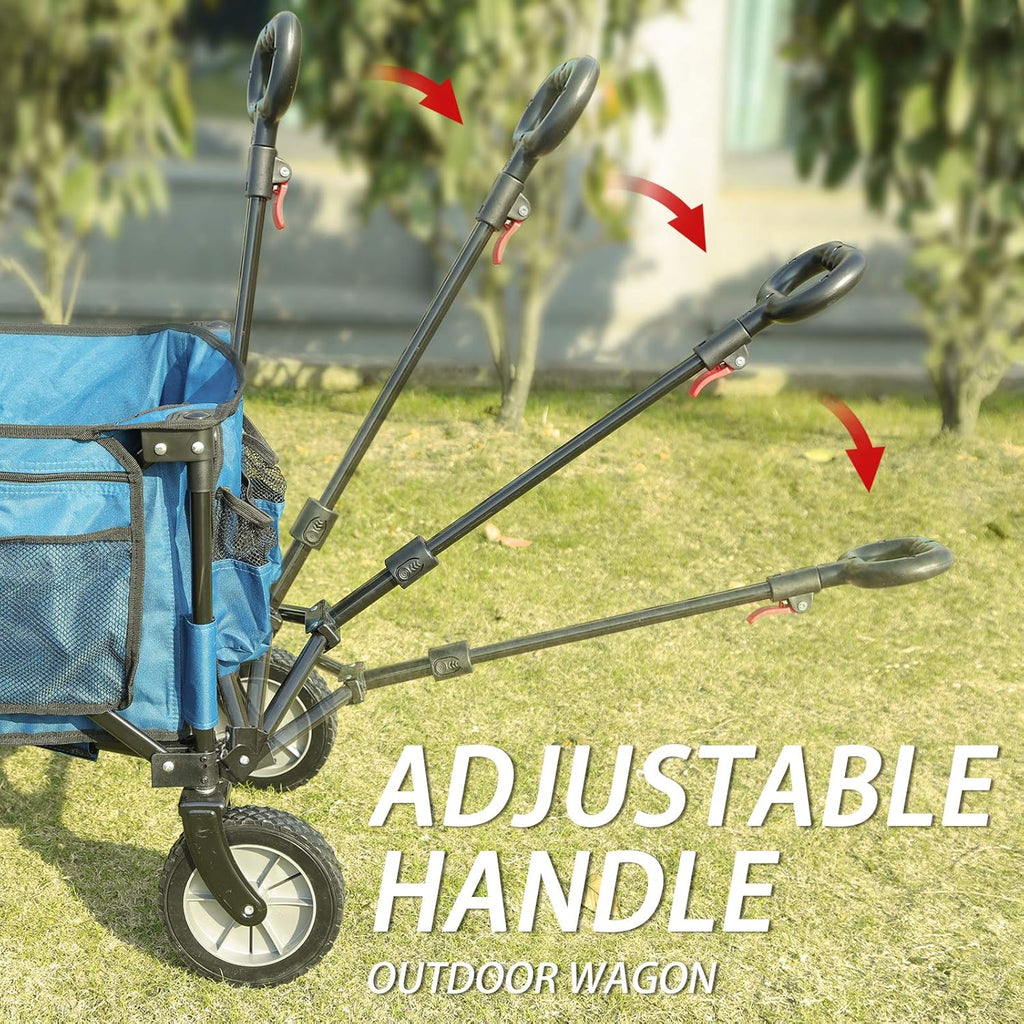 Collapsible Outdoor Folding Wagon Cart with Side Bag Cup Holder E9103