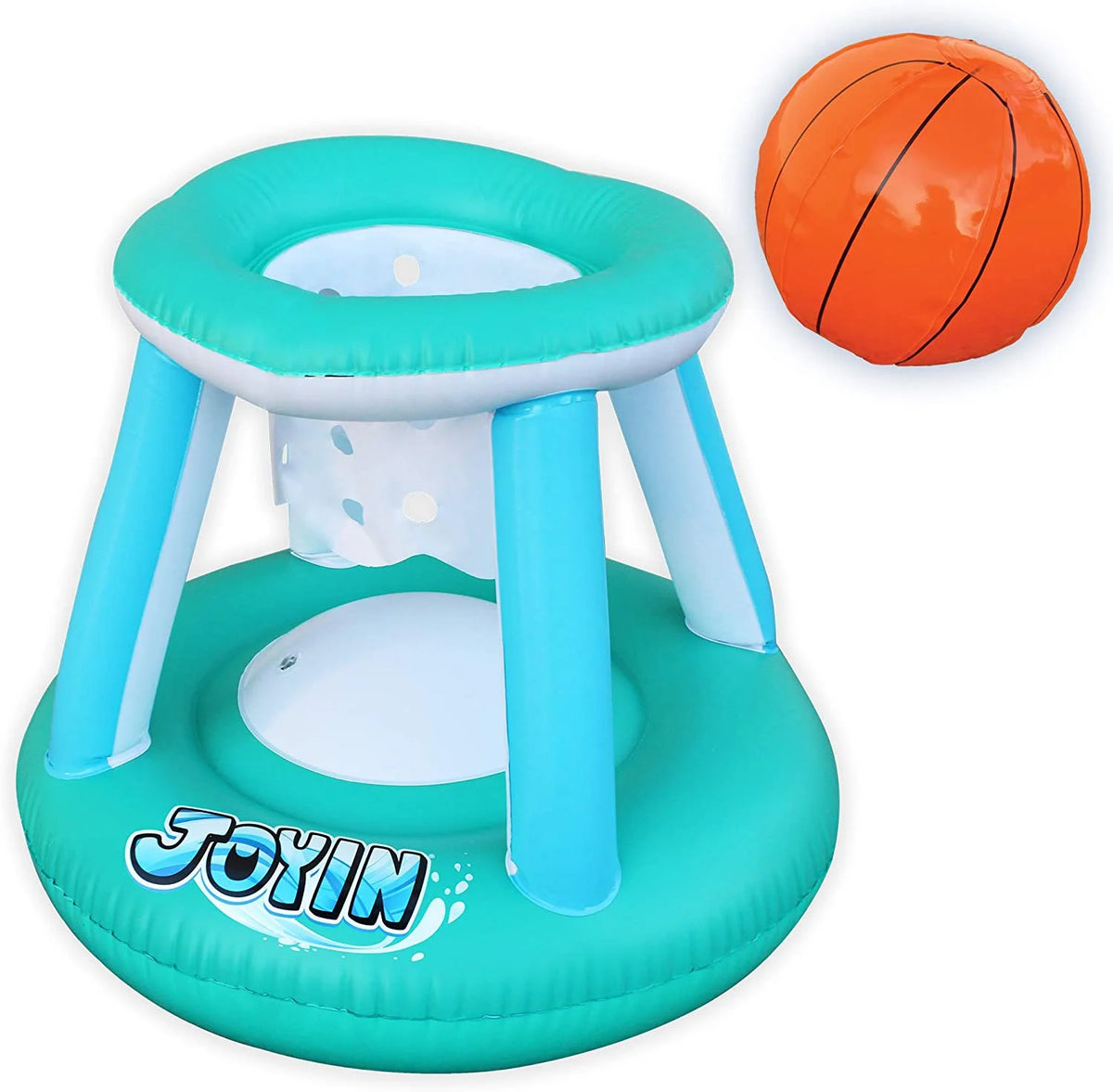Inflatable Pool Float Set with Volleyball Net & Basketball Hoops Balls C7945
