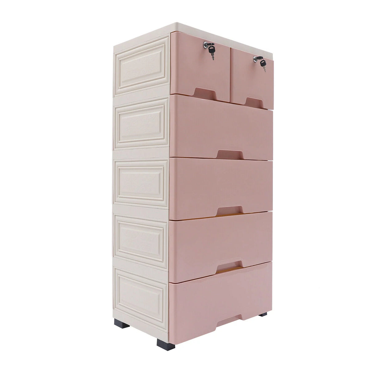 Pink 6 Drawer Plastic Dresser J410