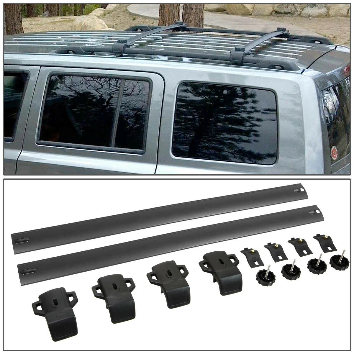 Pair OE Style Roof Rack Top Rail Aluminum Cross Bar I5681