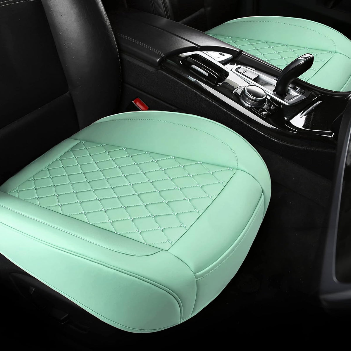2PCS PU Leather Car Seat Cover Protector Front Seat Bottom Universal Beige Pack of 2 C2050