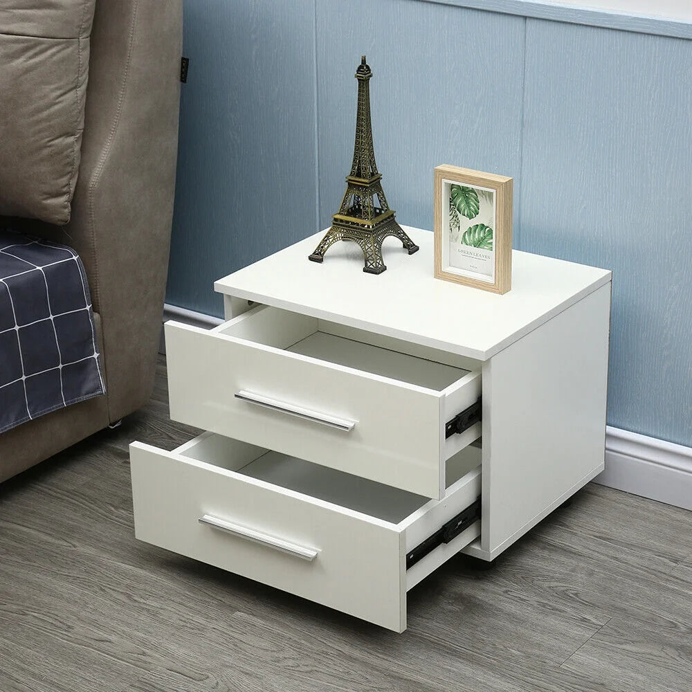 High Gloss 2 Drawer LED Nightstand X885658