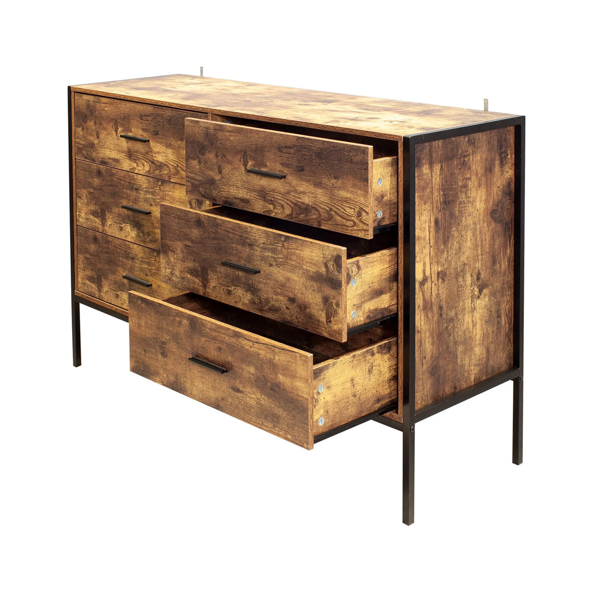 Rustic Brown 6 Drawer Wood Dresser F914724
