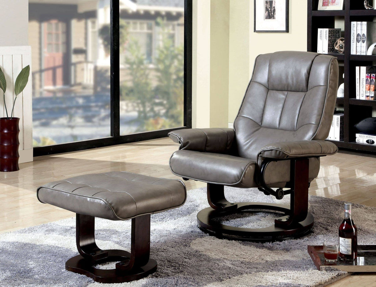 Gray Lounger with Ottoman N9898