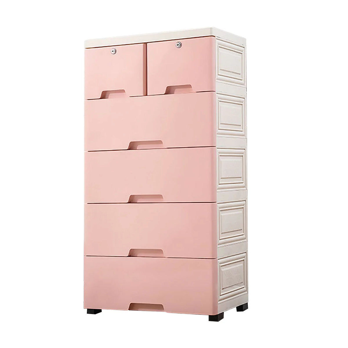 Pink 6 Drawer Plastic Dresser J410