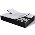 Double Chaise Lounge Chair 2-Person Poly Rattan Sun Lounger with Adjustable Cushion T12621