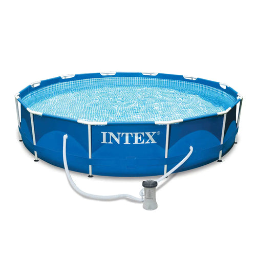 12'x30 Metal Frame Swimming Pool with Filter Pump & Pool Cover G5806